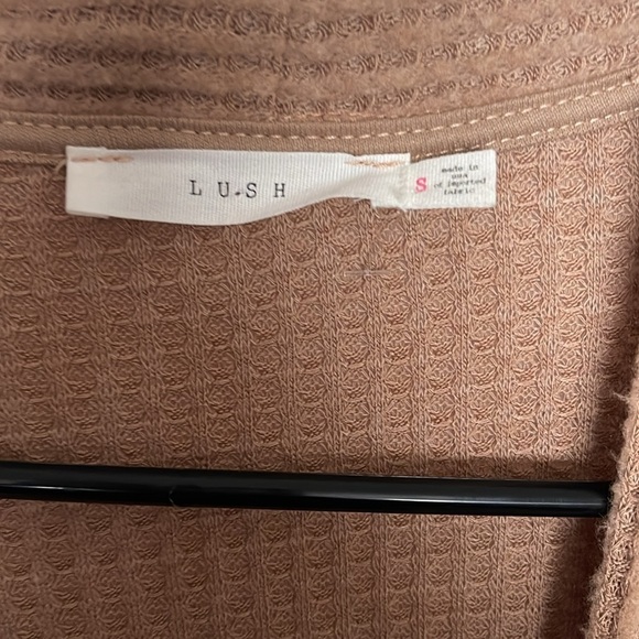 Lush Womens Waffle Brushed Open Front Balloon Sleeve Sweater Cardigan Size Small - Picture 7 of 8